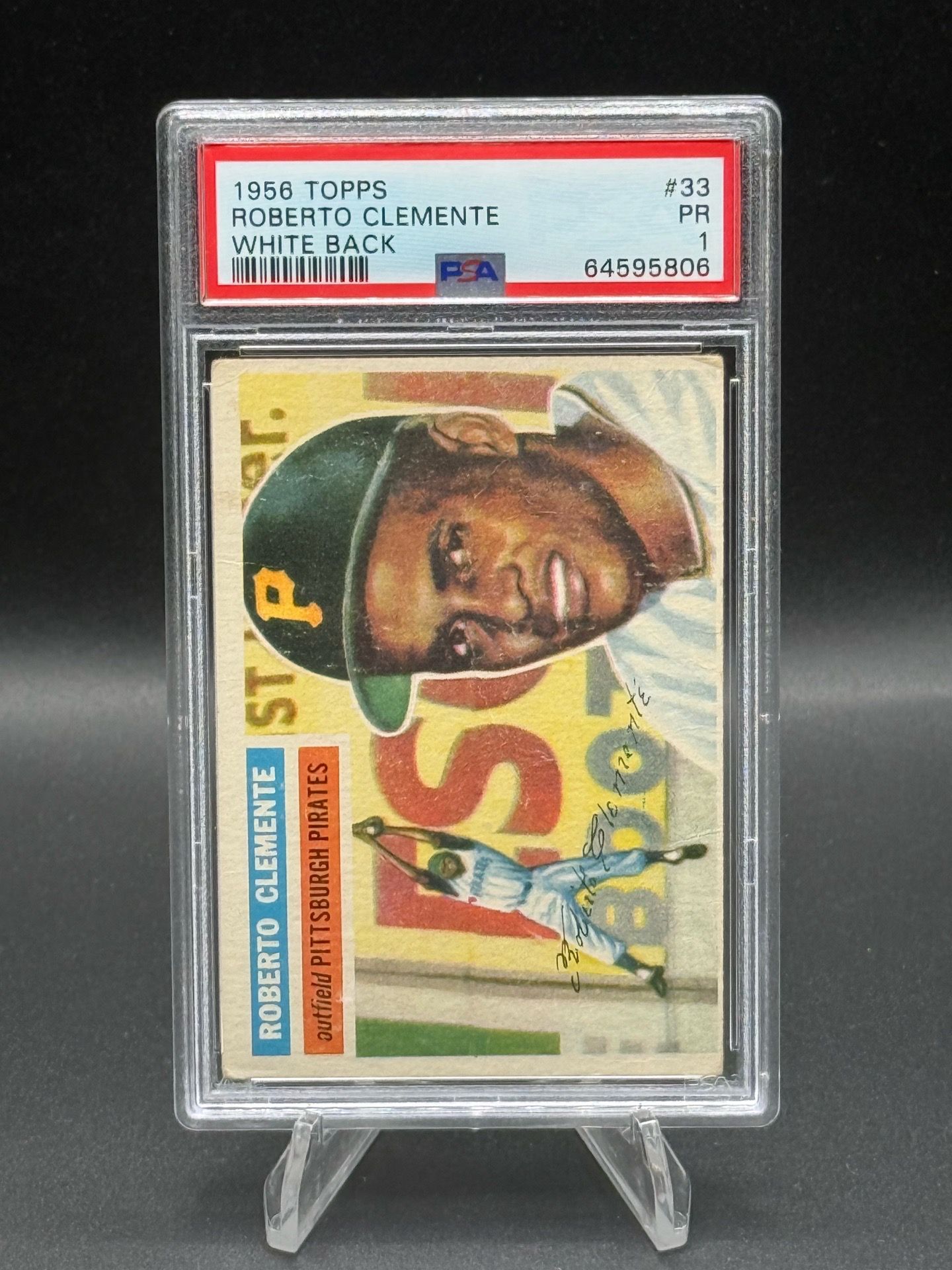 1956 Topps White Back #33 Roberto Clemente PSA PR 1