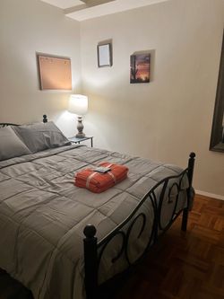 Full/Queen Mattress + Black Metal Bed Frame