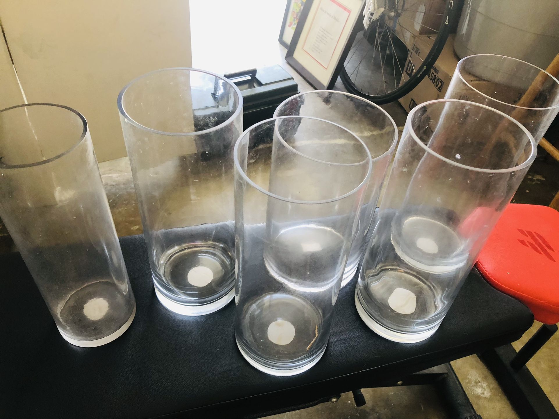 Glass Party Vases (thick) Centerpieces Set Of 6