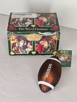 Old World Christmas Glass Football Ornament Brown Sports Holiday Decor
