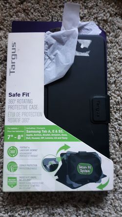 SAFE FIT 7-8IN BLACK UNIVERSAL 360DEG ROTATING TABLET CASE