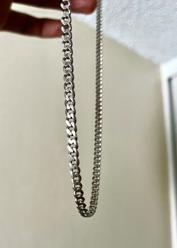 Flat Curb Cuban Link 20" Necklace .925 Silver