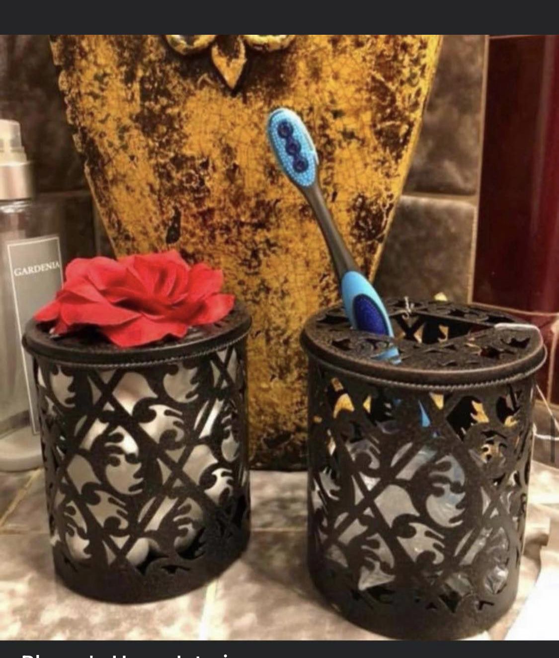 Home Interiors & gifts filigree design metal candle holders lidded