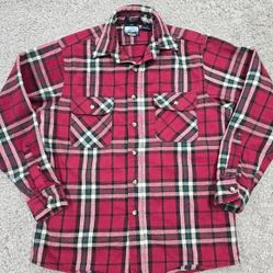 Vintage Fieldmaster Shirt Mens Medium Red Plaid Cotton USA Made Outdoors Work
