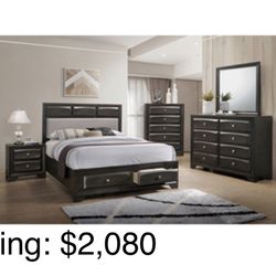 Modern King size Complete Bedroom Set. Mattress Sold Separately 