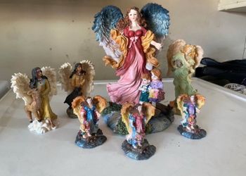 Collection of decorative angel figurines