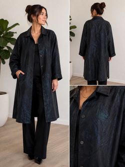 Vintage Black Iridescent Long Button-Front Coat