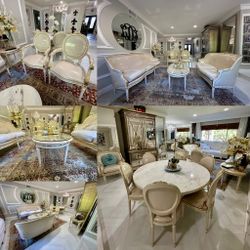 14 pc French settee/ canapés / sofa set &  matching dining chairs