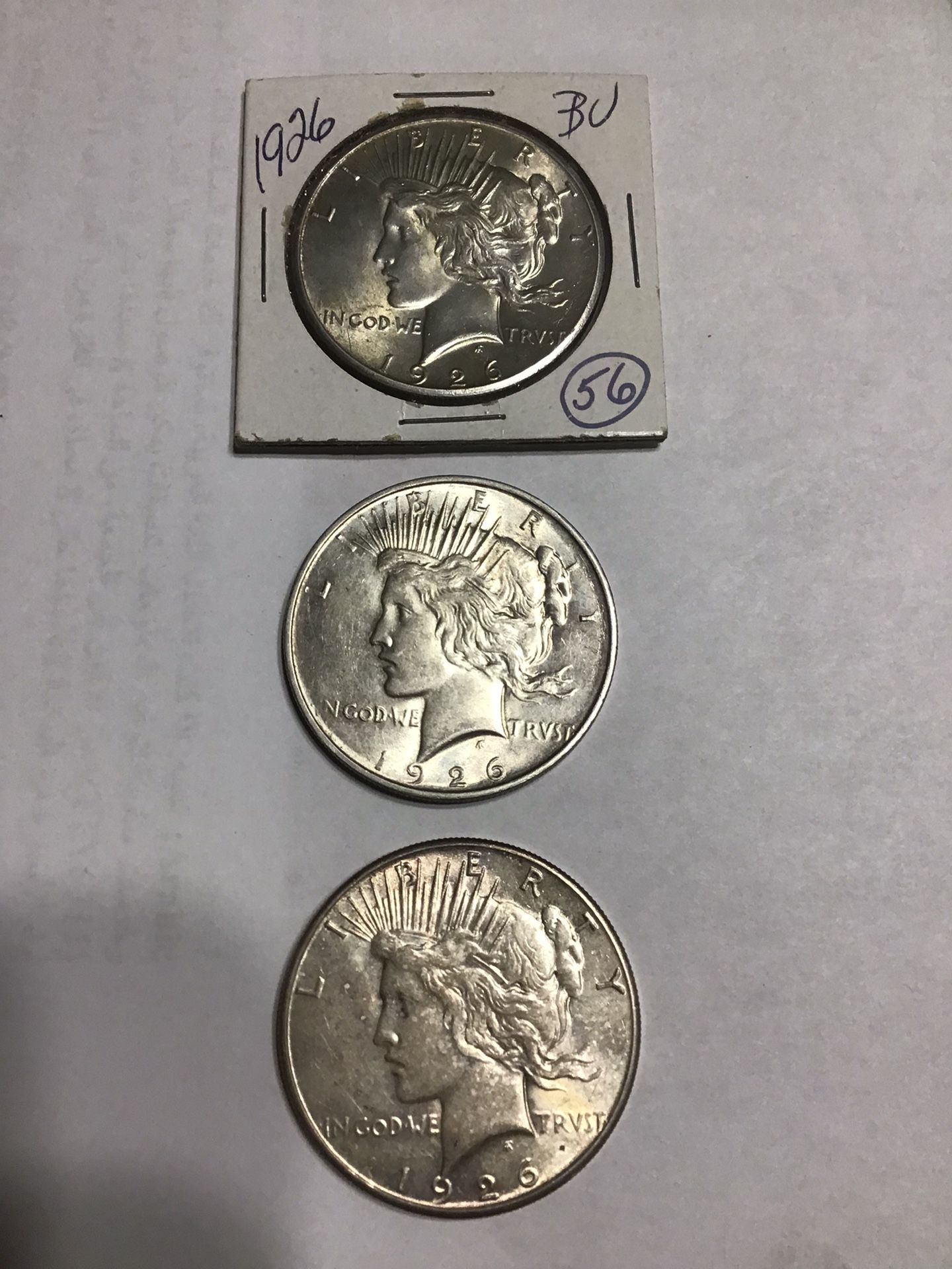 1926 P-D-S Peace Silver Dollars