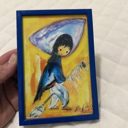 Vintage Ted Degrazia Hand Signed Art Print Native American Child Stick Horse AZ