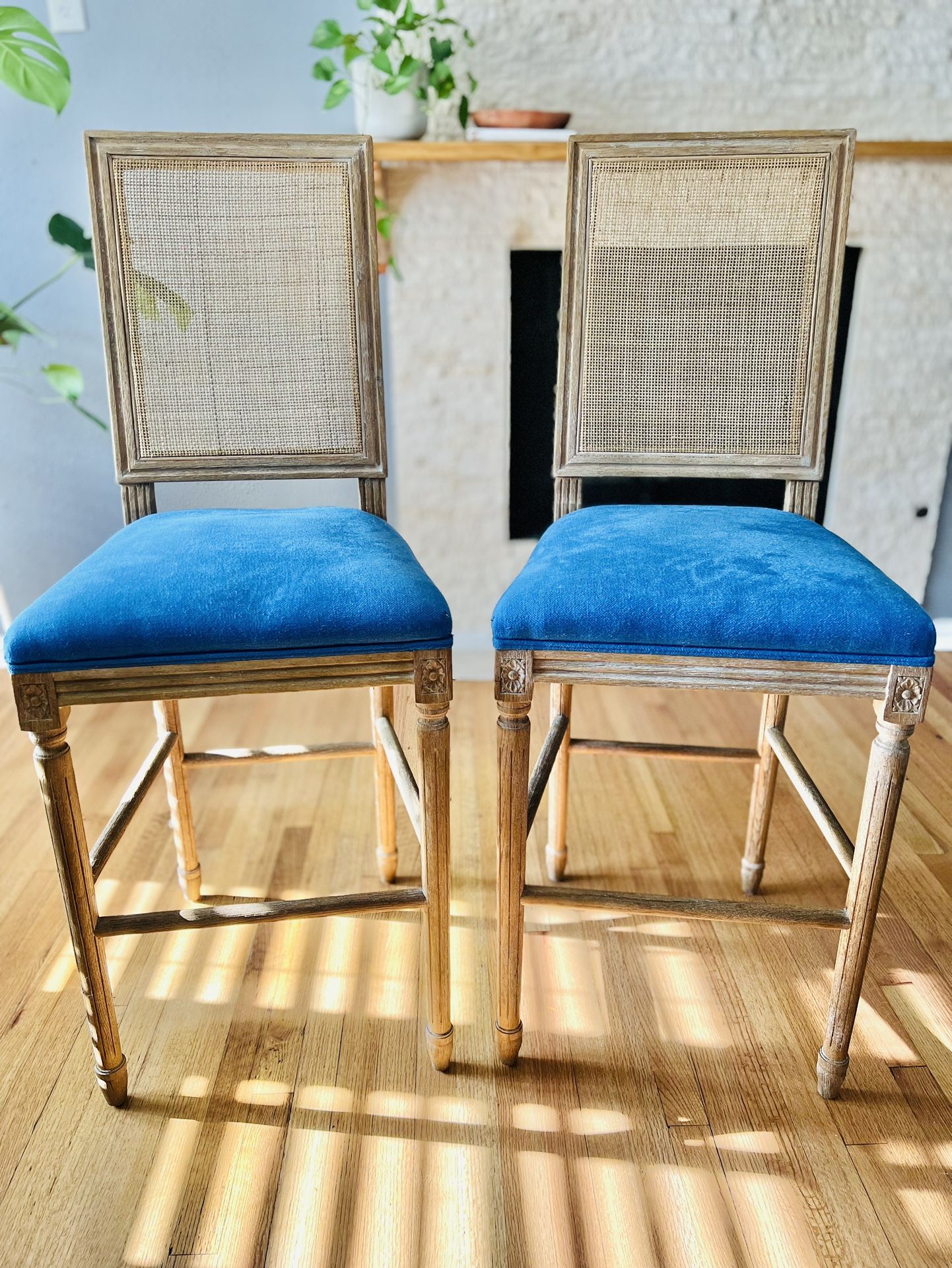 2 Cane Bar Height Chairs 