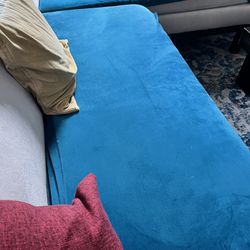 Teal Velvet Couch Cushions (2)
