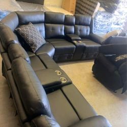 BLACK BRAND NEW RECLINING SECTIONAL SAME DAY DELIVERY 