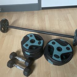 Weight Set 54lb And 2- 5lbs Dumbbells ignite 
