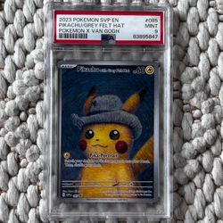 Pokemon PSA Van Gogh Pikachu Grey Felt Hat #085 TCG Slab