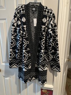 Frye The Cozy Cardigan, Black And White  Size Small-New