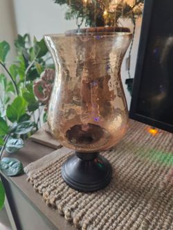 Amber glass candle holder