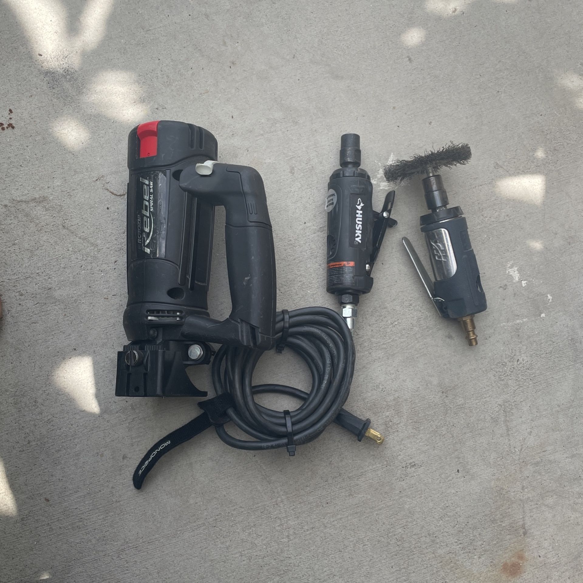 Rotozip Rebel Spiral Saw, husky 1/4” die grinder, HD Mini Die Grinder