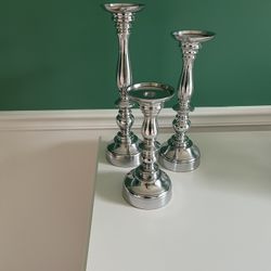 Faux Silver Candlesticks 