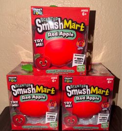Crazy Fun Smush Mart Red Apple Scented Squeeze Squishy Viral Jumbo Squeeze Toy NIB