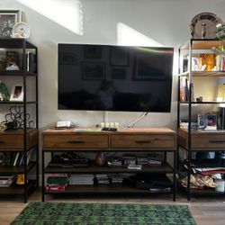 Wood And Metal 3-piece Entertainment /media Center