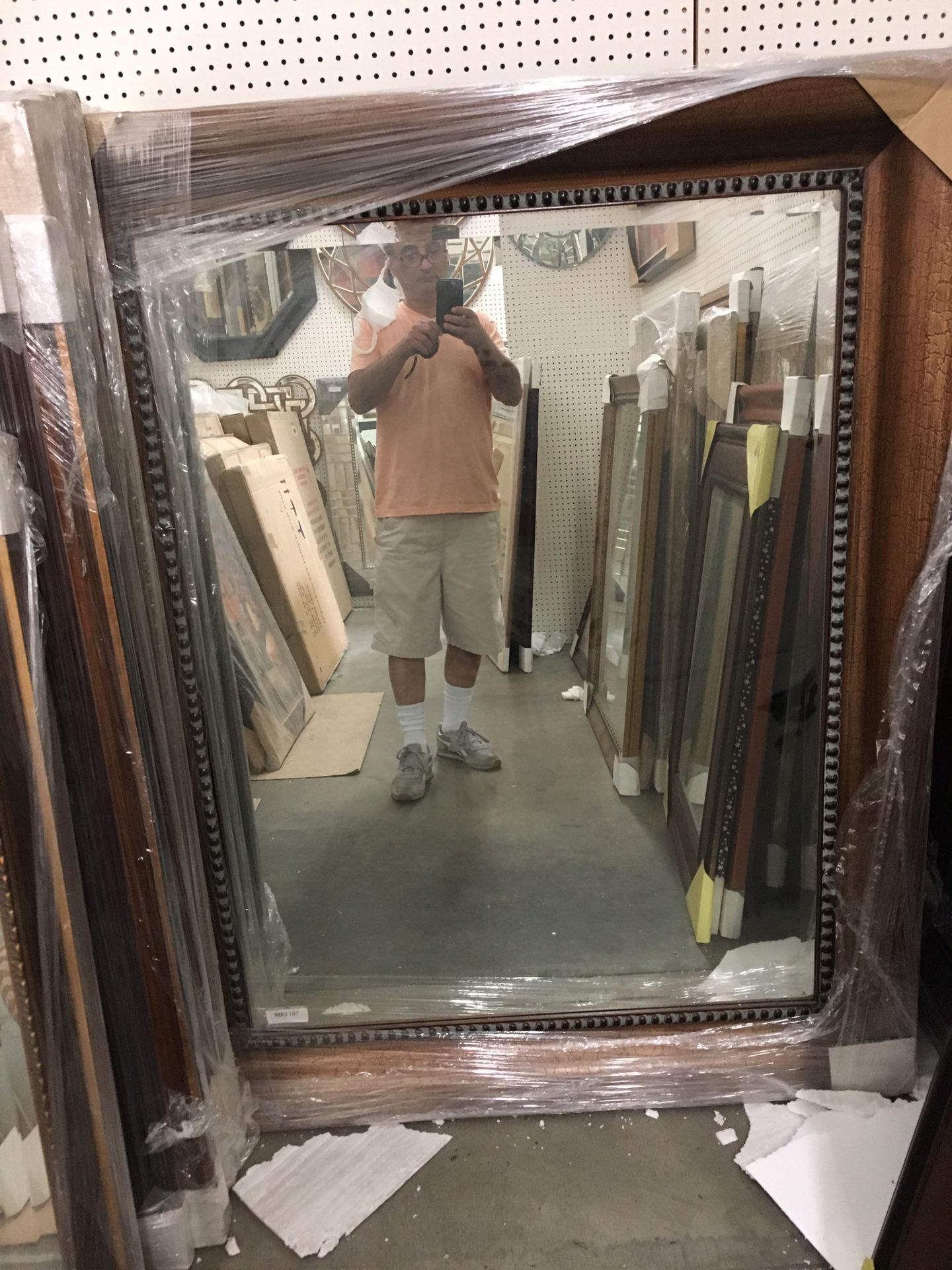 46 x58 crackled antique gold wood mirror