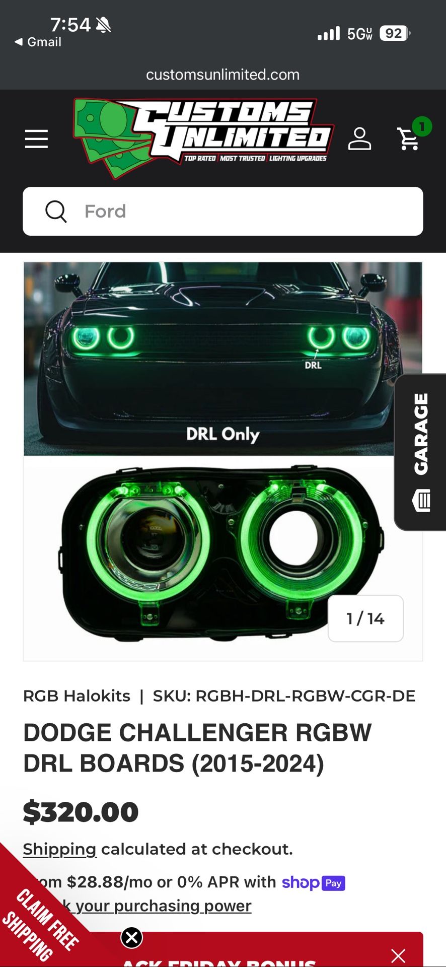 Challenger LED halo Lights With Demon Eyes