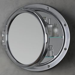 Restoration Hardware Royal Naval Porthole Mirrored Medicine Cabinet