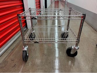 Metro Commercial Stainless Chrome Wire 2-Tier Rolling Utility Cart