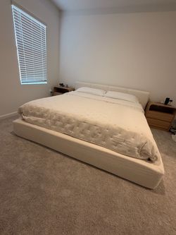 King Bed Frame (Beige) $250 OBO