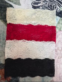 Lace Trim Fabric Strips Set of 4