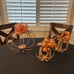Metal Pumpkin Candle Holders - Candle Not Included
