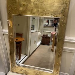 LaBarge Mirror, Hand-Painted Asian Scene By Broner 