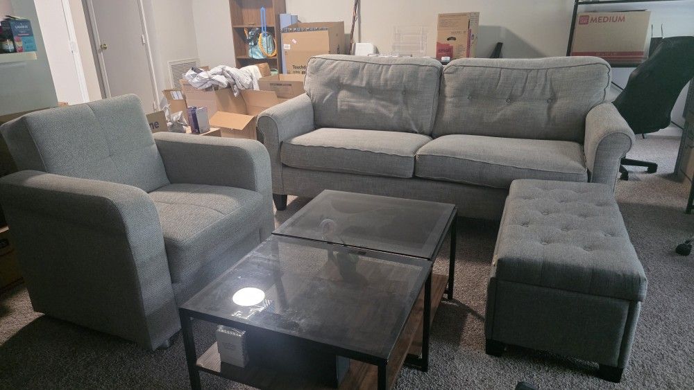 Sofa, Chair, & Ottoman
