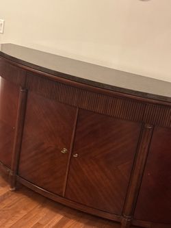 Bernhardt Luxury Buffet / Sideboard – Elegant Wood Cabinet with Stone-Look Top