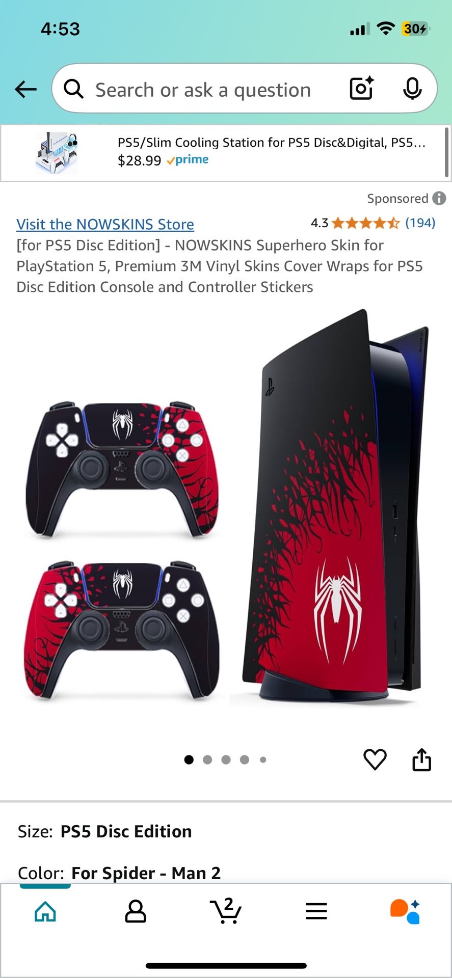 Ps5 Spider Man 2-Digital Console Skin