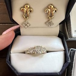 Diamonds 14K Gold Earrings And Ring Set