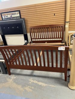 Brown Wood Queen Size Bed Frame (in Store)