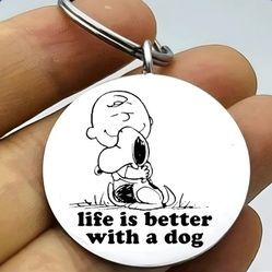 Snoopy Pet Dog Stainless Keychain Steel 