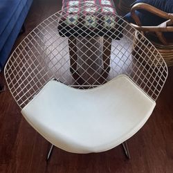 Diamond Lounge Chair, Chromed Steel With Leatherette Pad