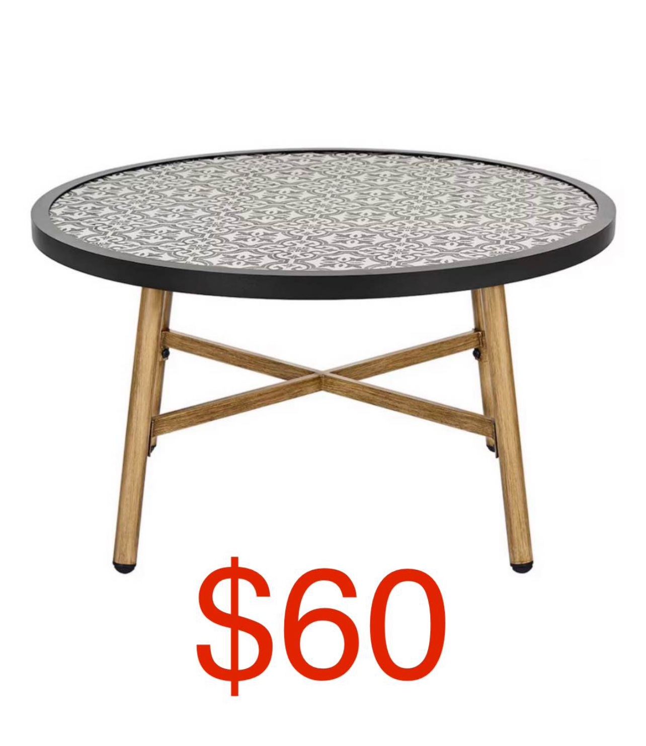 Hampton Bay Mix and Match Round Metal 18 in. Outdoor Patio Coffee Table