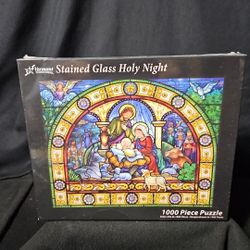Vermont Christmas Stained Glass Holy Night Nativity 1000 Piece Puzzle NEW SEALED