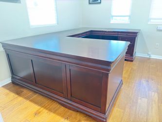 Executive desk U shape solid mahogany wood