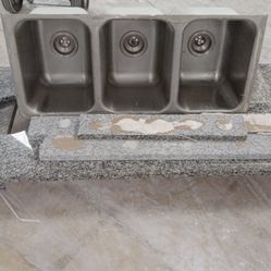 Three compartment drop in sink 