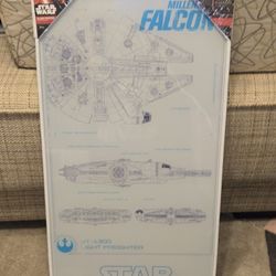 Disney Star Wars Millennium Falcon Episode VII Glass Poster Wall Art 20" X 10"