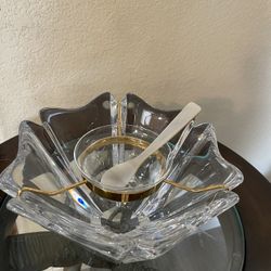 Orrefors crystal caviar server with spoon