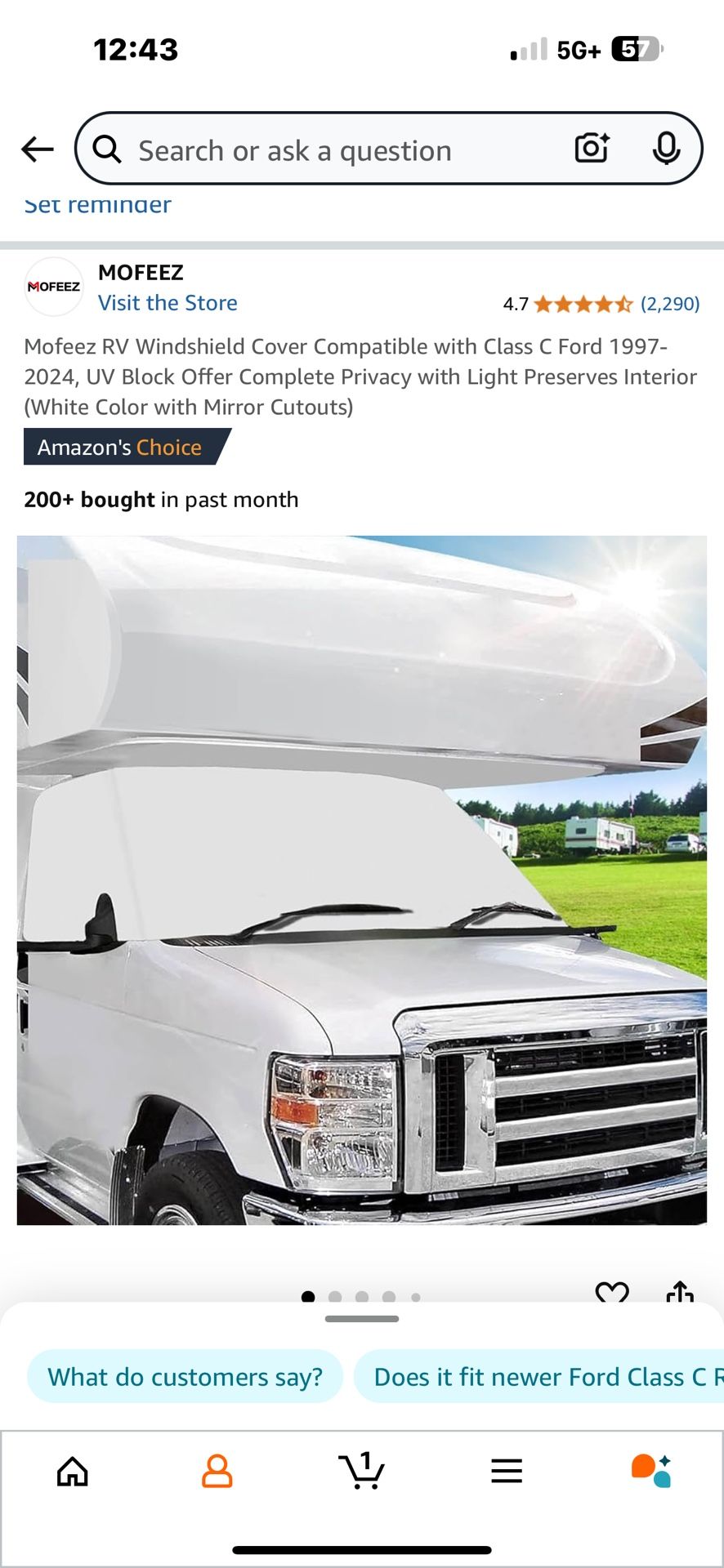 Class C RV Windshield Cover