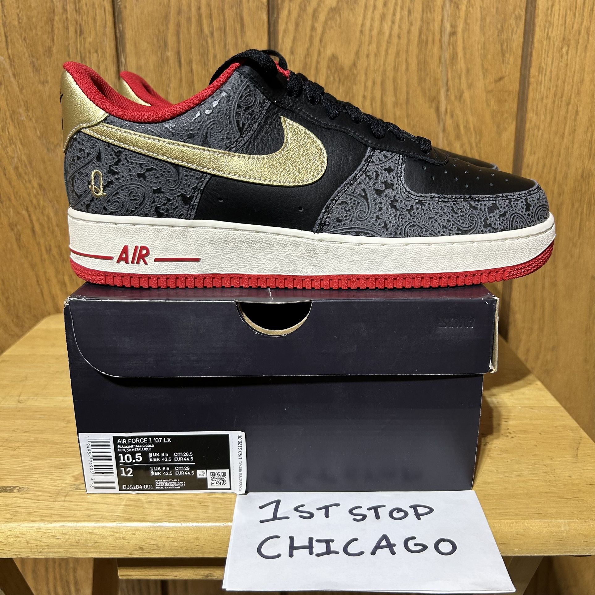 Nike Air Force 1 Low ‘07 LX Spades King Queen Black DJ5184-001 Men’s 10.5 NEW