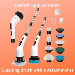 Electric Spin Scrubber Cleaning Brush with 9 Attachments