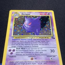 Gengar 5/62  Fossil Set Holo Rare Pokemon Card Near Mint